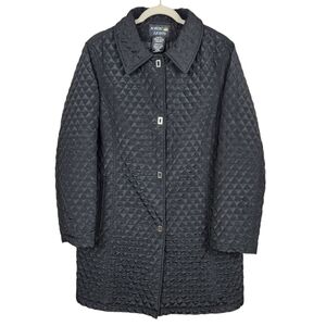 Nordic Lights Black Quilted Lightweight Snap Up Hand Pocket Jacket Womens Size L